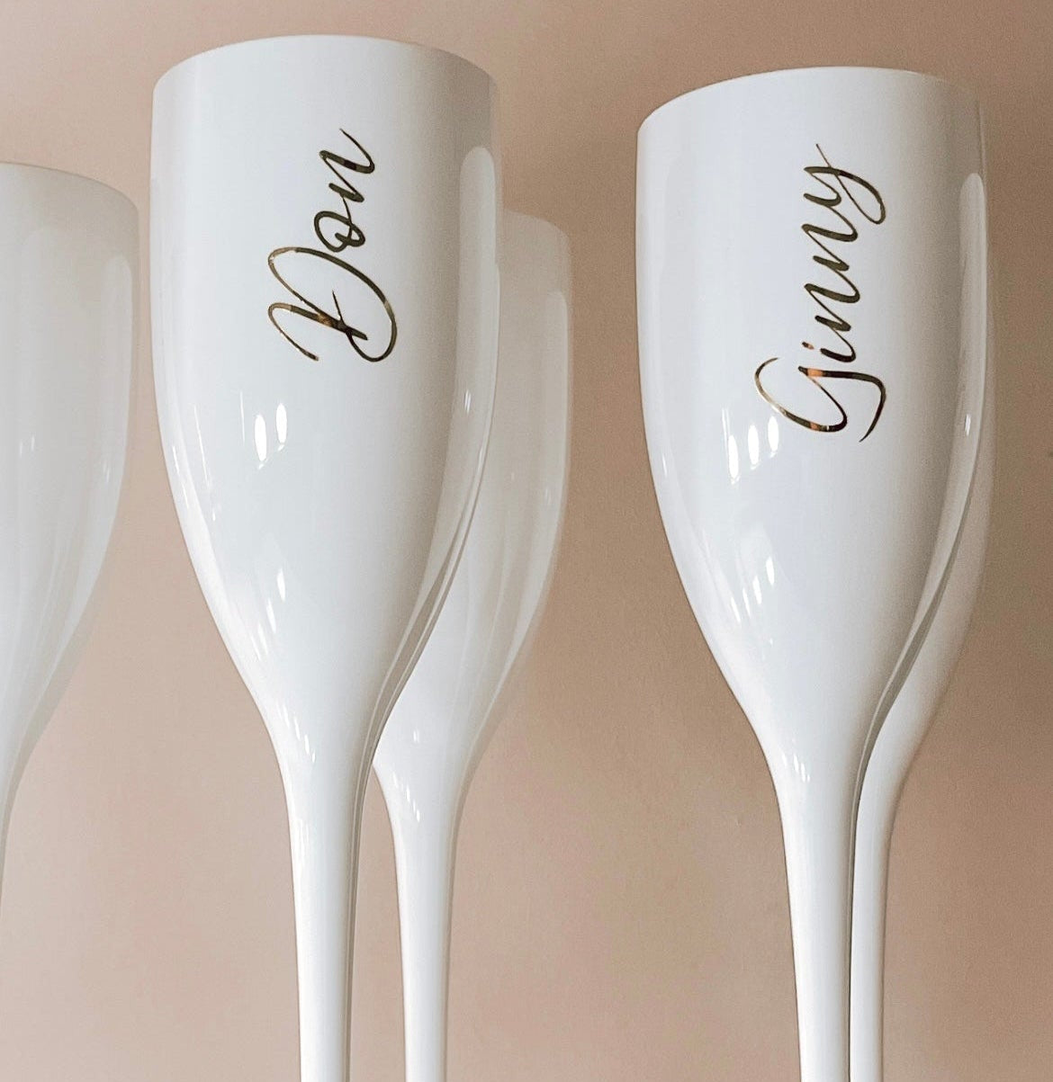 Champagne flute met naam verticaal